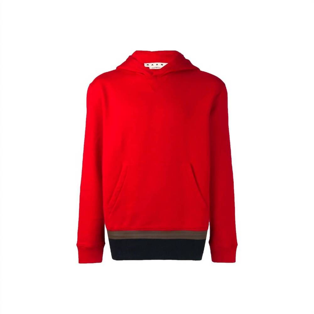 NEW MARNI men's color block hoodie in red/navy